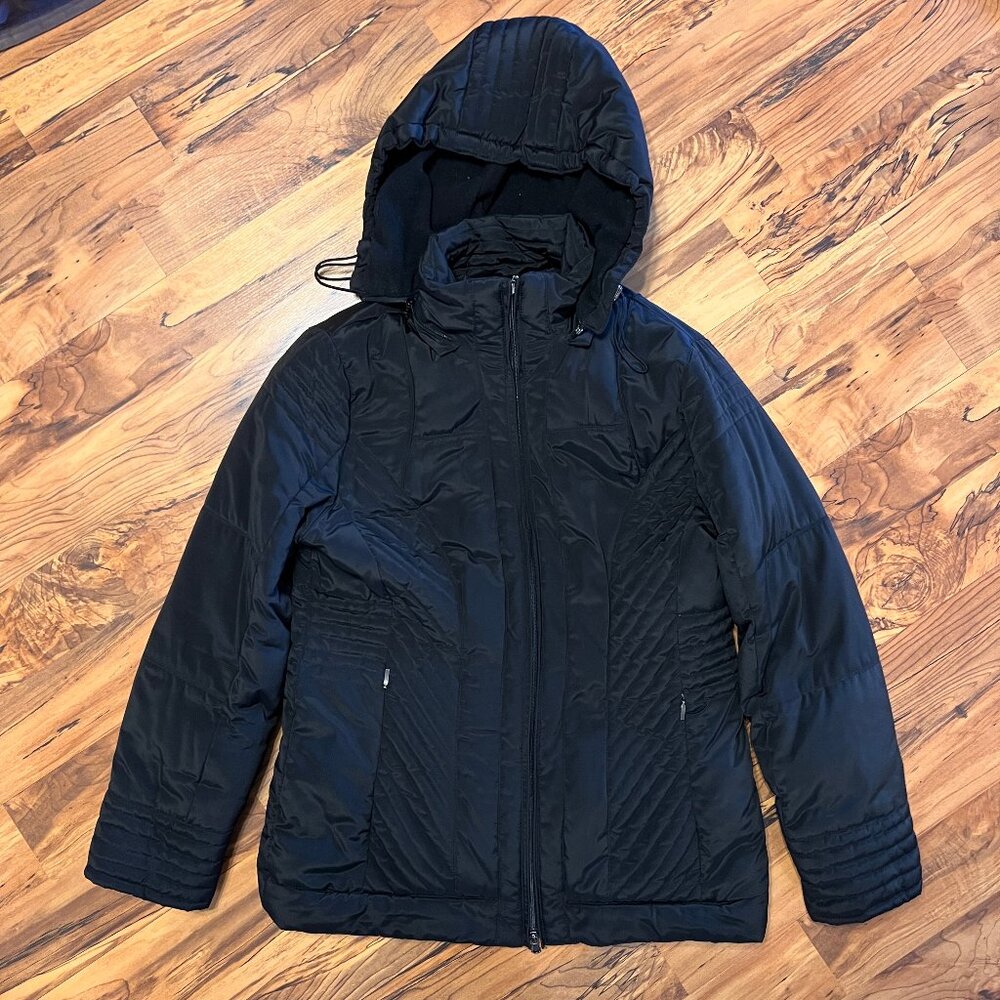 Womens St Johns Bay SJB Active Hooded Black Coat Size S